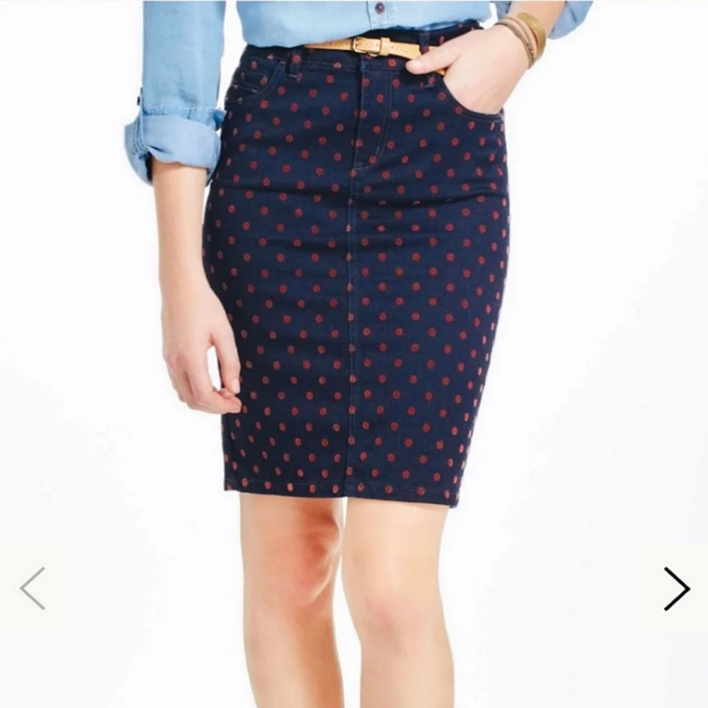 Pilcro & The Letterpress Blue Jean Velvet Polka Dot Pencil Skirt